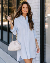 Dominic Chambray Pocketed Button Down Shirt Dress Ins Street